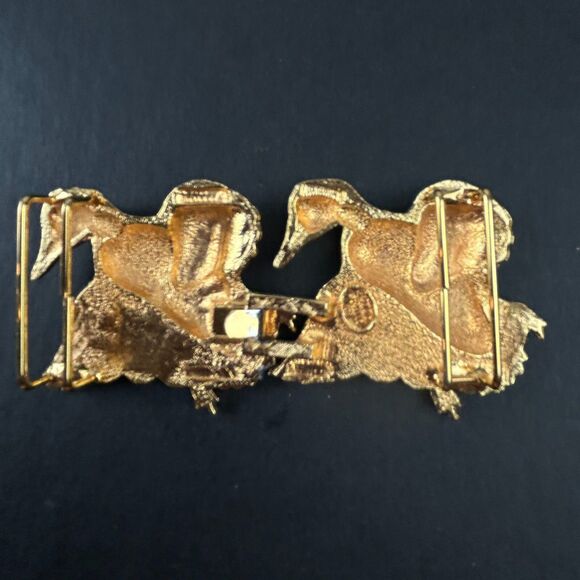 Vintage Dotty Smith Two Piece Interlocking Goldtone Flying Duck  Belt Buckle - Picture 8 of 11